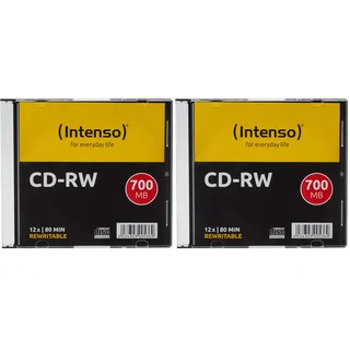 Intenso 2801622 CD-RW Rohlinge 700 MB, RW 12x Speed Kratzfest Cover-Card 20er Pack Slim Case
