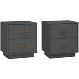 vidaXL Nachttische 2 Stk Grau 40x34x45 cm Massivholz Kiefer Modell 1
