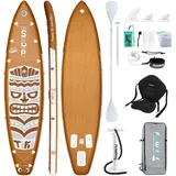 LuxusKollektion FunWater Retro Tiki aufblasbares Paddle Board 11'6''x33'' Braun/White