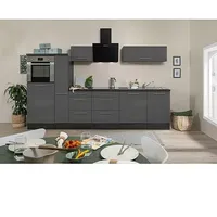 Respekta Premium Küchenzeile RP310HEGBO  (Breite: 310 cm, Grau, Mit Elektrogeräten)