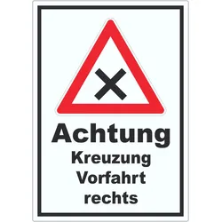 Aufkleber Achtung Kreuzung Vorfahrt rechts A0 (841x1189mm)