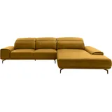 Musterring Wohnlandschaft MUSTERRING "MR 2490 Ecksofa mit erstklassigem Sitzkomfort, Long-Life-Leder", gelb (kurkuma, b), B:342cm T:207cm, Sofas, Wohnlandschaft, Bronze-Fuß Sitzhöhe 46cm, wahlweise mit Funktionen, Maße 342 x 207 cm