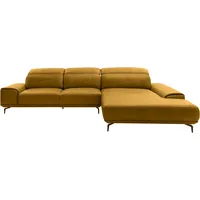 Musterring Wohnlandschaft MUSTERRING "MR 2490 Ecksofa mit erstklassigem Sitzkomfort, Long-Life-Leder", gelb (kurkuma, b), B:342cm T:207cm, Sofas, Wohnlandschaft, Bronze-Fuß Sitzhöhe 46cm, wahlweise mit Funktionen, Maße 342 x 207 cm
