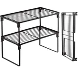 Tomorotec 2er-Set Küchenschrank Organizer – Stapelbares und faltbares Regal für Schrank, Gewürzregal, Küchenregal und Regaleinsatz für Küchenschrank, Ideal für Arbeitsplatte und Schrankaufbewahrung