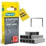 Rapid Tackerklammern Edelstahl Typ 53, 8 mm, V2A Feindrahtklammern aus rostfreiem Stahl, 1.080 Stück, für Holz, Stoffe und Textilien