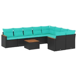 vidaXL Garten-Lounge-Set 10-tlg. schwarz