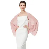 Zaewry Modeschal Damen Chiffon-Bolero, locker geschnitten, mit langen Ärmeln, ideal als Überwurf für Sommerhochzeiten, Abendveranstaltungen rosa