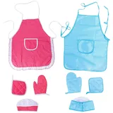 CHROMACRAFT 2 Kinderschürzen Mit 2 Kochmützen, 2 Küchenhandschuhen Und 2 Topflappen, Backzubehör, Küchenzubehör