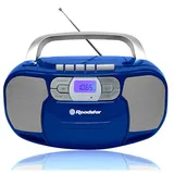 Roadstar RCR-4635UMP/BL Tragbare CD-Radio Kassette, Digitalradio PLL FM, Boombox CD-MP3-Player, USB, AUX-IN, Kopfhörerausgang, Blau
