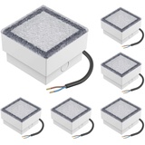 ledscom.de 6 Stück LED Pflasterstein Bodeneinbauleuchte CUS für außen, IP67, eckig, 10 x 10cm, warmweiß