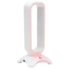 THE G-LAB K-Stand Radon - Gaming Kopfhörer Stander - RGB-Hintergrundbeleuchtung, USB-Hub 2 x 2,0, rutschfeste Basis - Universalhalterung für Game... - Weiß