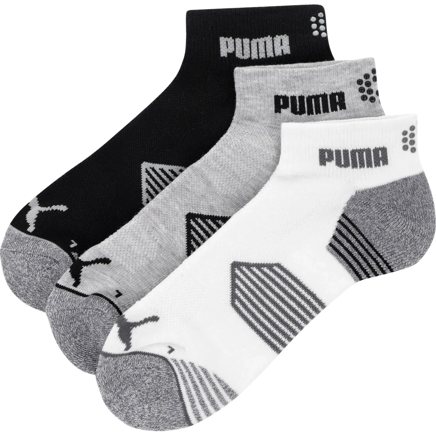 Puma Socken Essential 1/4 Cut, weiß/grau/schwarz