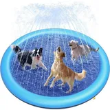 Famanu Hundespritzkissen - Antirutsch-Hundepool für große Hunde - BPA-frei - 0,58 mm dick - Wasserspielzeug - Blau - 170 cm