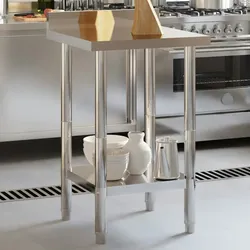 DELUKE® Edelstahl Arbeitstisch mit Aufkantung OVA 55x55x93cm, Edelstahl Gastro-Arbeitstisch Arbeitsfläche Gastro-Küchentisch