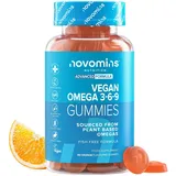 Omega 3 Gummibärchen - Omega 3 Vegan Alternative zu Fischöl - Omega3 6 9 mit 200 mg Perillaöl - 1 Monatsvorrat - Herz Gehirn und Augen - 60 Stück - Novomins