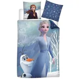 AY!Max Kinderbettwäsche Disney Eiskönigin Elsa Anna Olaf Flanell Bettwäsche Set 135x200 cm, 1 teilig, Langlebig blau