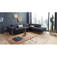 W.SCHILLIG Ecksofa finn, Designsofa mit tollem Sitzkomfort, bequem, L-Form, German Design Award 2016, Fußgestell Nussbaum natur, Breite 281 cm grau
