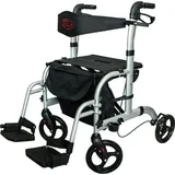 Antar Aluminium Hybrid Rollator Rollstuhl 2 in 1 silber