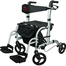 Antar Aluminium Hybrid Rollator Rollstuhl 2 in 1 silber