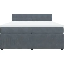 vidaXL Boxspringbett mit Matratze Dunkelgrau 200x200 cm Samt - Grau