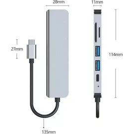 RedStar24 USB C Hub 6 in 1 Adapter HDMI 4K USB 3.0 Micro SD für TV Macbook Laptop Samsung