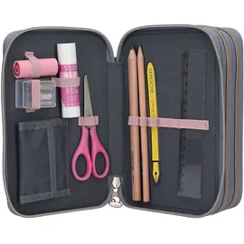 DEPESCHE 3-Fach Federtasche mit 3D-Effekt und Pferde Motiv, Federmappe mit Buntstiften, Schere, Lineal UVM.