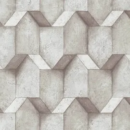 Profhome 388273-GU 3D Tapete Geometrisch Matt Beige Grau 0,53 m x 10,05 m 5,33 m2 Beige
