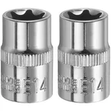 QUARKZMAN 3/8" x E14 Torx Bit Set, 2 Stück Torx Nuss Set Schrauber Sechskant Steckschlüsseleinsätze, Antrieb Tiefnuss Stern-Stecknuss für Auto Reparaturen Hauswartung DIY Handarbeit