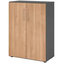 bümö Aktenschrank, Graphit, Nussbaum, Nachbildung,Nussbaum, 2 Fächer, Rechteckig, 80x110x42 cm, FSC Mix, Arbeitszimmer, Aktenschränke