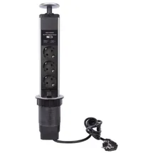Perel Mehrfachsteckdose 3-Fach Schwarz/Grau 2 St.