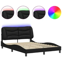 vidaXL Bett mit LED-Beleuchtung und Matratze Schwarz 120x200 cm