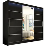 Mirjan24 Kleiderschrank Schwarz, Kunststoff, Rechteckig, 250x215x58 cm, Schlafzimmer, Kleiderschränke