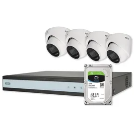 ABUS TVVR33843D 8-Kanal – 4X Mini-Dome Kameras + Hybridrekorder mit 1TB HDD – Analog HD, Bewegungserkennung, Nachtsicht, App-Zugriff, inkl. Kabel & Netzteile,