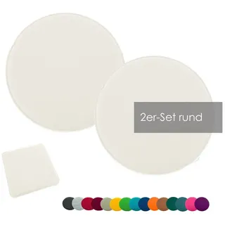 heimtexland ® 2er Pack Sitzkissen Filz Stuhlkissen Bodenkissen Polster Stuhlauflage Indoor Outdoor Kissen rund Typ631 Filzkissen wollweiß 35x35 cm 2 Stück