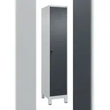 C+P Spind Classic PLUS, Füßen, 1 Abteil, HxBxT 195x40x50cm, Sicherheitsdrehriegel, Hellgrau/Anthrazit von PROREGAL