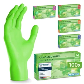 arnomed Nitril Lime Green Einmalhandschuhe, puderfrei, grün 389-M , 1 Packung = 100 Stück, Größe M