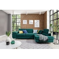 yourhouse24 Ecksofa ANTON L-form Schlafsofa Wohnlandschaft Links Rechts Couch Bettkasten grün