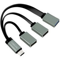 Logilink Kabelpeitsche USB-Hub, 1x USB-A 3.0, 2x USB-A 2.0,
