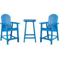 Beliani Balkonset Blau Kunstholz 3-Teilig Quadratischer Balkontisch mit 2 Stühlen Muskoka Adirondack Stil Outdoor Terrasse Garten Ausstattung - Blau