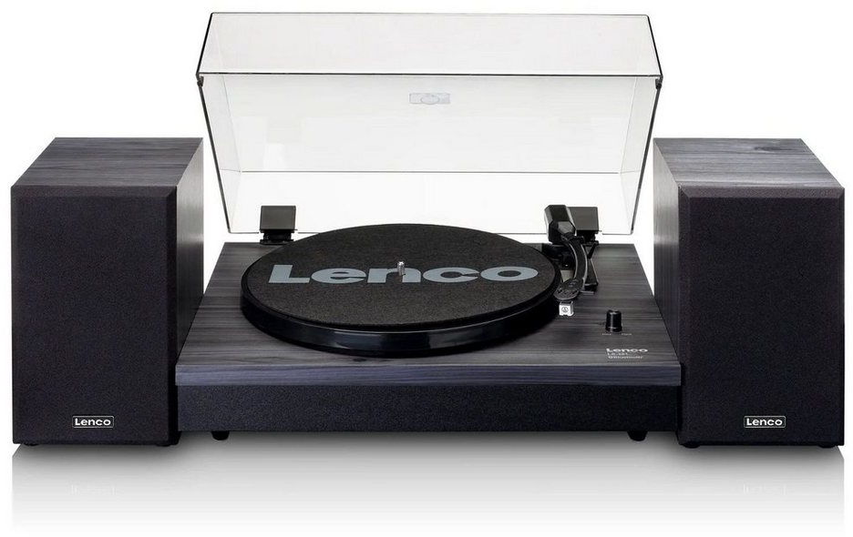 Lenco LS-301BK Bluetooth Plattenspieler + 2 Externen Lautsprechern Plattenspieler (Riemenantrieb, Musik vom Smartphone abspielen) schwarz