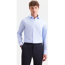 Seidensticker Businesshemd "Schwarze Rose", Herren, Gr. L (42), normale Ärmellängen, blau, 100% Baumwolle, unifarben, slim fit, 2-Knopf-Manschette, Hemden, Slim 1/1 Kentkragen Uni