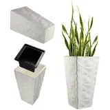 KADAX Blumentopf mit Einlage, Pflanzkübel, aus Kunststoff, 40 cm, Weiß
