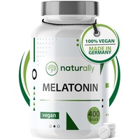 naturally Melatonin Tabletten [400 Stück] bioaktive Melatonintabletten - 0,5mg Melatonin hochdosiert pro Tablette - ohne Zusätze, vegan, laborgeprüft, schlaftabletten, baldrian