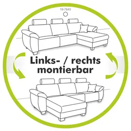 Jockenhöfer Places of Style Ecksofa, mit Bettfunktion, Bettkasten und Federkern, wahlweise mit 1 oder 3 Kopfstützen, Ottomane links oder rechts montierbar, braun