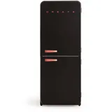 CREATE / RETRO FRIDGE FRIDGE COMBI 185 TERRACOTA/Kombi-Kühlschrank mit Gefrierfach 401L in Schwarz, Griff Terrakotta / 190W, No Frost System, 3 Ablagen, 2 Schubladen, Temperaturregler, 70x65x185 cm