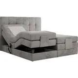 MKS Meble MKS Boxbett, Hellgrau, Textil, 2-Sitzer, H3, 7-Zonen, Rechteckig, 160x200 cm, Schlafzimmer, Betten, Boxspringbetten