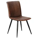 Massivmoebel24 Stuhl Echtleder 44x56x89 braun IRON LABEL 09
