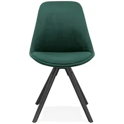 Kadima Design Esstuhl für Wartezimmer, Retro Design  Buchenholz & Samt  Grün, schwarze Beine  Contract-tauglich  Velanox Kollektion