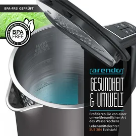 Arendo Wasserkocher 1,5 l Vulkan grau