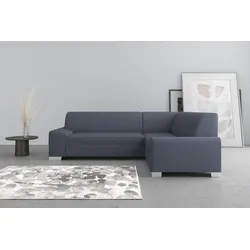 Ecksofa DOMO COLLECTION "Anzio L-Form", blau, B:259cm H:85cm T:191cm, Sofas, Wahlweise mit Bettfunktion und Federkern